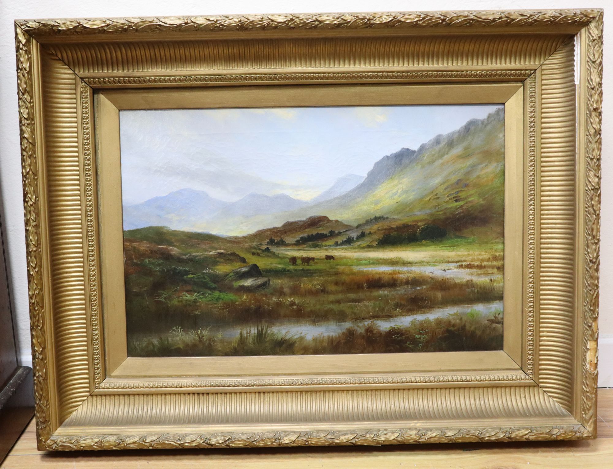 A* Maxwell (19th century), Highland landscape with cattle, 39cm x 60cm